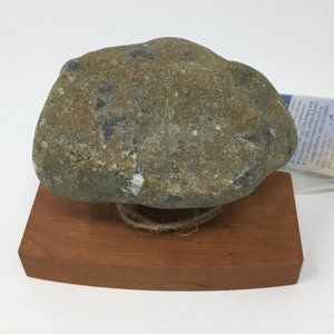 Sea Stones Coast Hook Natural Stone Coat Towel Hook on Cherry Wood Backplate